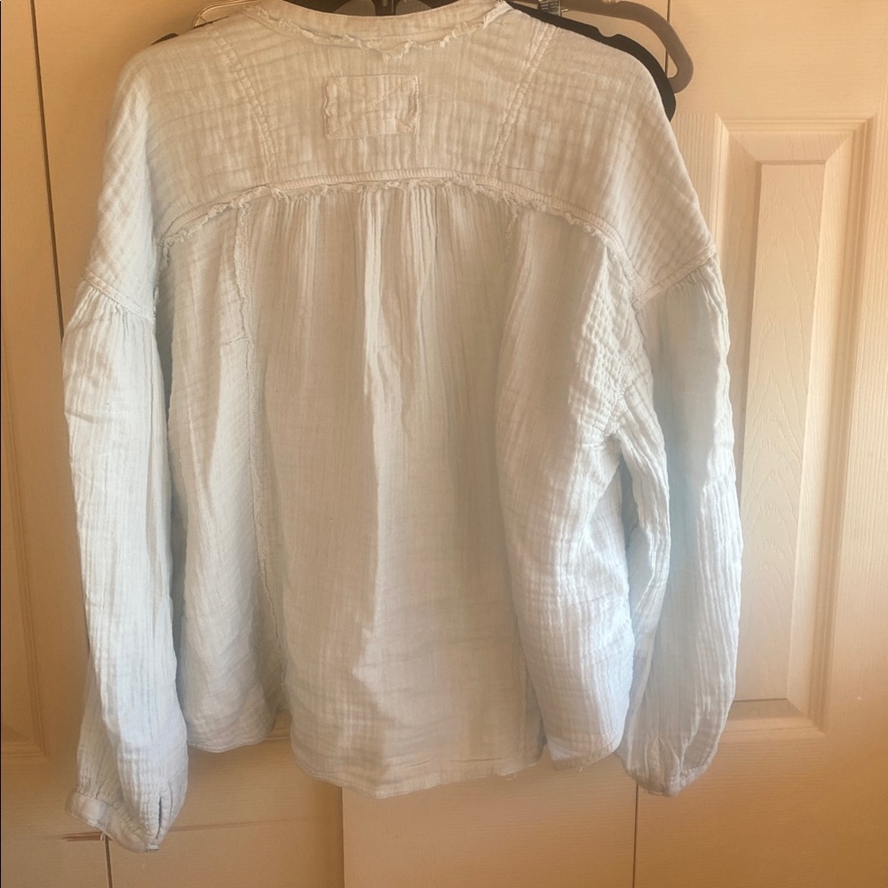Free People NWT Valley 100% Cotton Vneck Doublecloth Button-Up Shirt - Picture 5 of 15